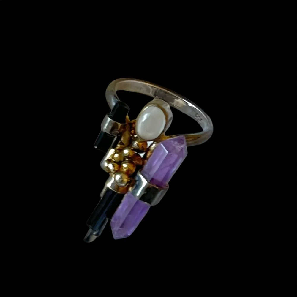 Avant Garde Multi Stone Ring - Picture 2 of 2